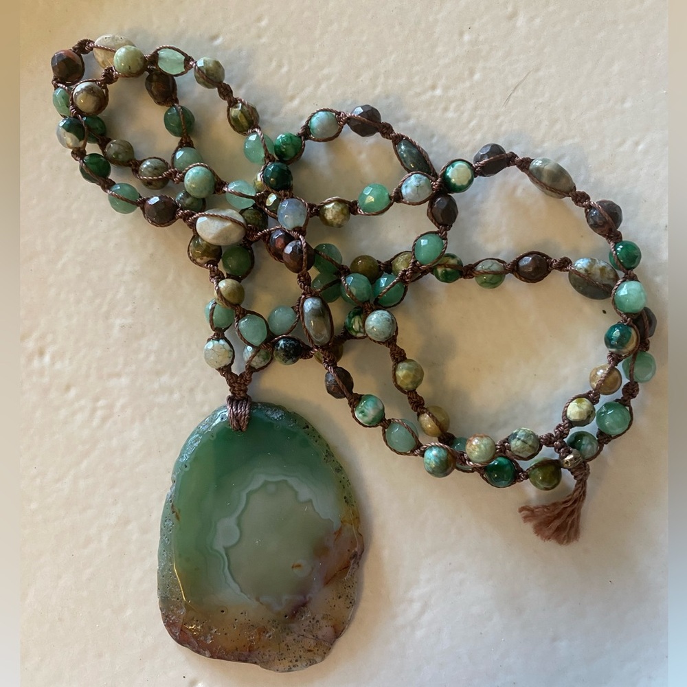 Umber Agate Necklace with Semi Precious Beads